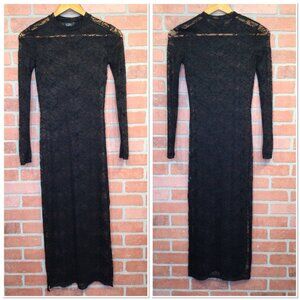 Oak & Trellis Black Lace Long Sleeve Maxi Dress Size XS Gothic Whimsigoth